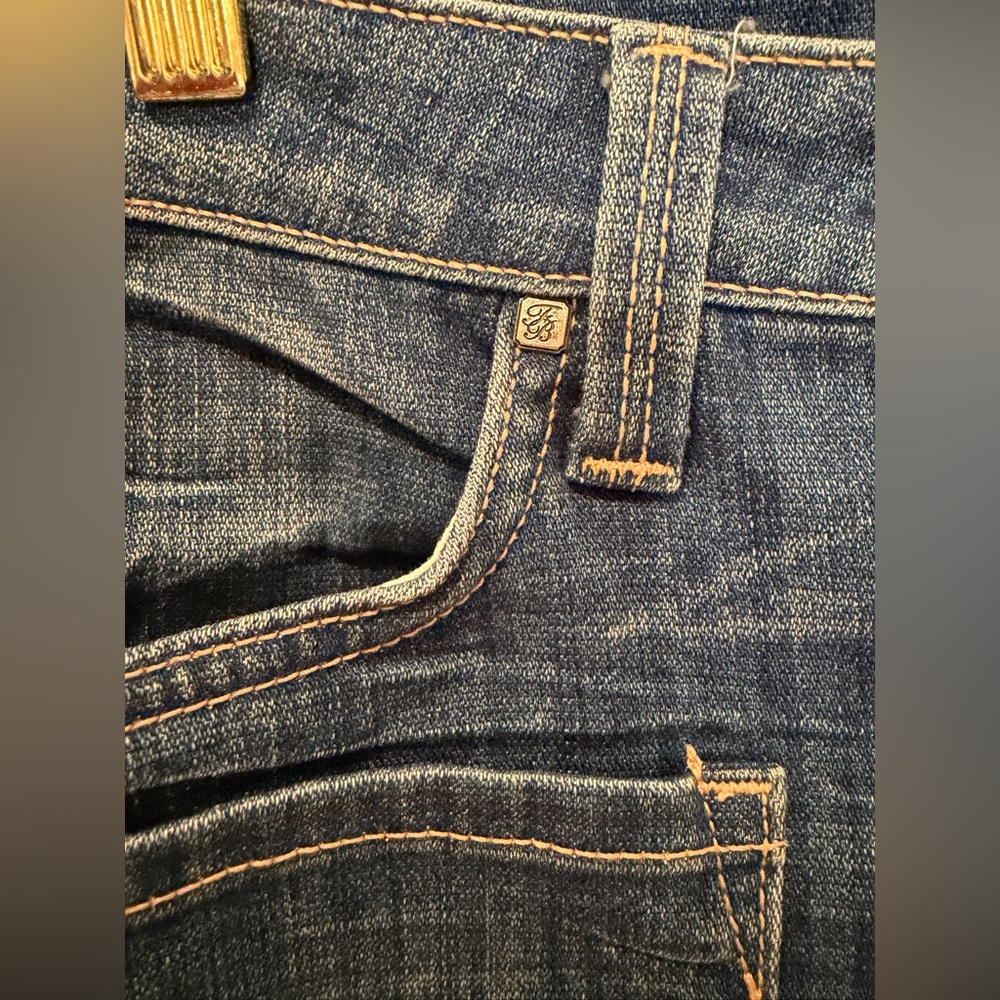 Frankie B. Boot Cut Blue Denim Jeans Patch Pockets in Front - Made In USA - 32 - Picture 4 of 16